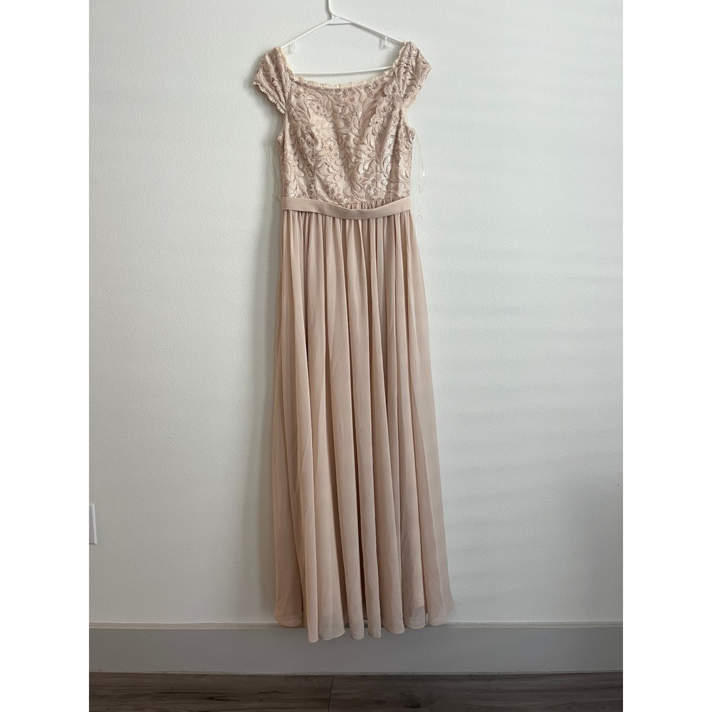 Social Graces Pink Sequin Lace Chiffon Maxi Gown Formal Dress Size 8